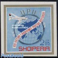 Albania 1974 100 Years UPU S/s, Mint NH, Transport - Various - U.P.U. - Aircraft & Aviation - Globes - Maps - U.P.U.