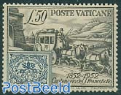 Vatican 1952 Stamp Centenary 1v, Mint NH, Transport - 100 Years Stamps - Stamps On Stamps - Coaches - Neufs