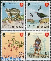 Isle Of Man 1978 Definitives 4v, Mint NH, Nature - Birds - Cats - Flowers & Plants - Man (Ile De)