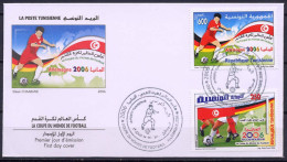 Tunisia 2006 Football Soccer World Cup Set Of 2 On FDC - 2006 – Germania