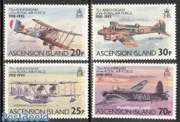 Ascension 1993 Royal Air Force 75th Anniversary 4v, Mint NH, Transport - Aircraft & Aviation - Airplanes