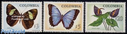 Colombia 1976 Butterflies & Flora 3v, Mint NH, Nature - Butterflies - Flowers & Plants - Kolumbien