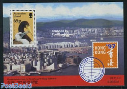 Ascension 1997 Hong Kong 97 S/s, Mint NH, Nature - Birds - Trees & Forests - Rotary, Club Leones