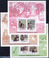 Congo Dem. Republic, (zaire) 2005 Scouting 3x2v In M/s, Mint NH, Nature - Sport - Birds - Monkeys - Mushrooms - Owls -.. - Pilze