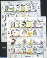 Colombia 1997 Famous Persons 2x12v M/s, Mint NH, Transport - Aircraft & Aviation - Art - Authors - Books - Airplanes