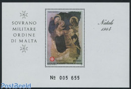 Sovereign Order Of Malta 1984 Christmas S/s, Mint NH, Religion - Christmas - Art - Paintings - Noël