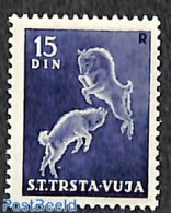 Trieste B-Zone 1950 15D., Stamp Out Of Set, Mint NH, Nature - Animals (others & Mixed) - Cattle - Wild Mammals - Other & Unclassified