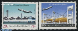 Saudi Arabia 1981 New Airport 2v, Mint NH, Transport - Aircraft & Aviation - Aerei