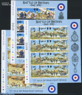 Isle Of Man 1990 Battle Of Britain 3 M/s, Mint NH, History - Transport - Militarism - World War II - Aircraft & Aviati.. - Militaria