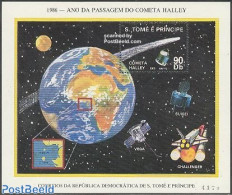 Sao Tome/Principe 1986 Halleys Comet S/s, Mint NH, Science - Transport - Astronomy - Space Exploration - Halley's Comet - Astrologie