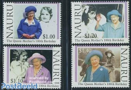 Nauru 2000 Queen Mother 4v, Mint NH, History - Kings & Queens (Royalty) - Familias Reales