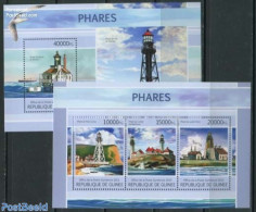 Guinea, Republic 2013 Lighthouses 2 S/s, Mint NH, Transport - Various - Ships And Boats - Lighthouses & Safety At Sea - Barcos
