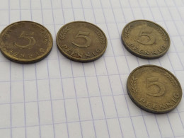 4 Pièces De 5 Pfennig Bundesrepublik 1950 (2) 1966 1987 - 5 Pfennig