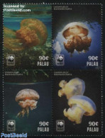 Palau 2014 WWF, Lagoon Jelly 4v [+] Or [:::] (90c), Mint NH, Nature - Fish - Shells & Crustaceans - World Wildlife Fun.. - Peces