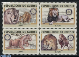 Guinea, Republic 2001 Lions 4v [+], Mint NH, Nature - Various - Animals (others & Mixed) - Cat Family - Rotary - Rotary Club