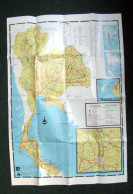 Carte Routière Des Années 1980' Thaïlande Roads Railway Map Thailand Format 78 X 54 Cm Carte Géographique - Cartes Routières