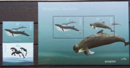 Angola 2003, Whale, MNH S/S And Stamps Set - Angola