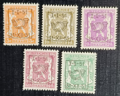 Belgie 1951 Obp.nrs.PRE 609/613 Klein Staatswapen - Type D - Reeks 40 - Typo Precancels 1936-51 (Small Seal Of The State)