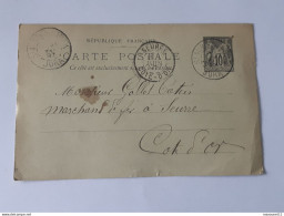 Entier Postal Type " Sage " Envoyé De St Aubin - Jura Vers Seurre Le 29 Mai 1897 .. Lot135 . - Standard Postcards & Stamped On Demand (before 1995)