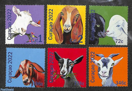 Curaçao 2022 Goats 6v, Mint NH, Nature - Cattle - Curacao, Netherlands Antilles, Aruba