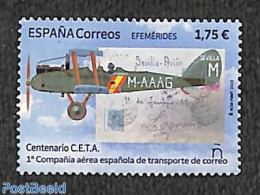 Spain 2022 C.E.T.A. Centenary 1v, Mint NH, Transport - Post - Stamps On Stamps - Aircraft & Aviation - Nuevos