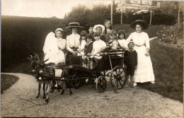 CP Carte Photo D'époque Photographie Vintage Groupe Attelage Chèvres Carriole  - Parejas