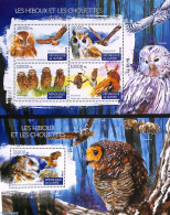 Guinea, Republic 2015 Owls 2 S/s, Mint NH, Nature - Birds - Birds Of Prey - Owls - Autres & Non Classés