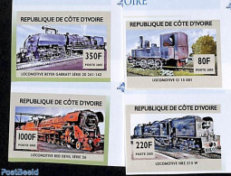 Ivory Coast 2006 Steam Locomotives 4v, Imperforated, Mint NH, Transport - Railways - Neufs