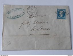 Timbre Type " Napoléon " Sur Lettre Envoyée De Hericourt Vers Mulhouse Le 8 Novembre 1863  .. Lot135 . - 1863-1870 Napoleon III With Laurels