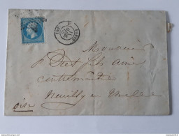 Timbre Type " Napoléon " Sur Lettre Envoyée De Paris Vers Neuilly En Thelle Le 11 Avril 1865  .. Lot135 . - 1863-1870 Napoléon III Con Laureles