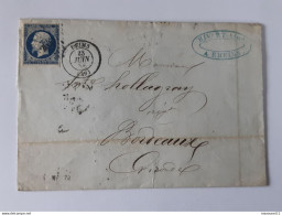 Timbre Type " Napoléon " Sur Lettre Envoyée De Rheims - Reims Vers Bordeaux Le 23 Juin 1856   .. Lot135 . - 1853-1860 Napoléon III.