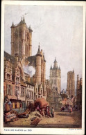 Artiste CPA Prout, S., Gent Ostflandern, Eine Straße Im Jahr 1833, Glockenturm, Kutschen - Other & Unclassified
