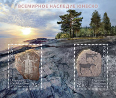 Russia Russland Russie 2024 UNESCO Petroglyphs Of Lake Onega And The White Sea Set Of 2 Stamps In Block MNH - Blocks & Kleinbögen