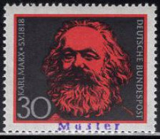 GERMANY(1968) Karl Marx. MUSTER (specimen) Overprint. Scott No 985. - Otros & Sin Clasificación