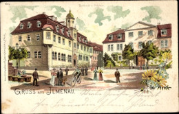 Lithographie Ilmenau In Thüringen, Rathaus, Schloss - Autres & Non Classés