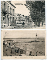 LOT 2 CP * SAINT NAZAIRE Boulevard De L'Océan (animée D'un Cycliste) & La Plage (tentes Monument Américain) - Saint Nazaire