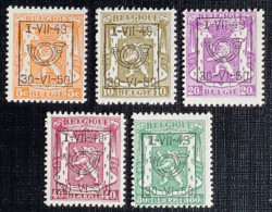Belgie 1949/50 Obp.nrs.PRE 594/598 Klein Staatswapen - Type D - Reeks 37 - Typo Precancels 1936-51 (Small Seal Of The State)