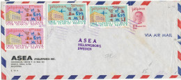 Philippines Air Mail Cover Sent To Sweden 21-1-1972 (the Cover Is Bended) - Filippijnen
