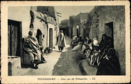CPA Touggourt Algerian, Eine Straße In Témacine, Straßenansicht, Frauen - Otros & Sin Clasificación