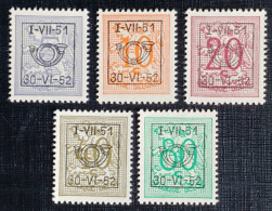 Belgie 1951/52 Obp.nrs.PRE 614/619 Cijfer Op Heraldieke Leeuw - Type D - Reeks 41 - Typografisch 1951-80 (Cijfer Op Leeuw)