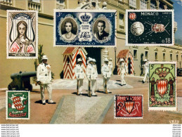 MONACO  Le Palais Du Prince - La Relève De La Garde + Représentation De Timbres - Fürstenpalast