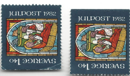 1982 Christmas Mail, Sweden - Lot Of 2 Stamps - Gebruikt