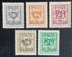 Belgie 1953 Obp.nrs.PRE 630/634 Cijfer Op Heraldieke Leeuw - Type D - Reeks 44 - Typografisch 1951-80 (Cijfer Op Leeuw)