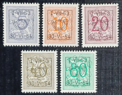 Belgie 1953/54 Obp.nrs.PRE 635/639 Cijfer Op Heraldieke Leeuw - Type D - Reeks 45 - Sobreimpresos 1951-80 (Chifras Sobre El Leon)