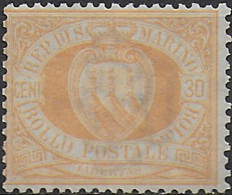 1892 San Marino 30c. Light Yellow MNH Sassone N. 16 - Andere & Zonder Classificatie