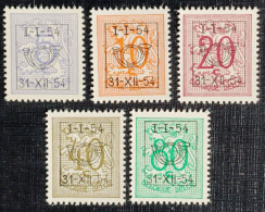 Belgie 1954 Obp.nrs.PRE 640/644 Cijfer Op Heraldieke Leeuw - Type D - Reeks 46 - Typografisch 1951-80 (Cijfer Op Leeuw)