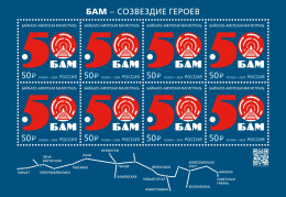 Russia Russland Russie 2024 50 Years Since The Beginning Of Construction Of The Baikal-Amur Mainline BAM Sheetlet MNH - Blocks & Kleinbögen