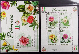 Angola 2011, Peony, Two MNH S/S - Angola