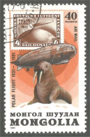 XW01-1552 Mongolia Morse Walrus Walross Morsa Zeppelin Ballon Zeppellin - Sonstige & Ohne Zuordnung