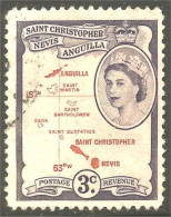 XW01-1483 St Christopher Nevis Anguilla Carte Iles Islands Map Saba Saint Martin Eustatius Eustache - Géographie